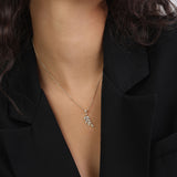 Fio com pendente, Banhado a Ouro, Zircónia de cultivo