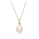 Fio com pendente banhado a ouro com zircónias e pérola