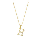 Fio com pendente "H" banhado a ouro com zircónia