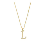 Fio com pendente "L" banhado a ouro com zircónia