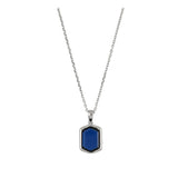Fio com pendente azul em prata 925 com vidro cristal