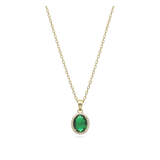 Fio com pendente banhado a ouro com zircónia verde