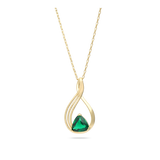 Colar banhado a ouro com pendente de zircónia verde triangular
