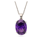 Fio com pendente em prata 925 com zircónia violeta