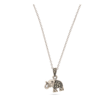 Fio com pendente elefante em prata 925 com marcassita
