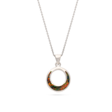 Fio com pendente em prata 925 com opala colorido
