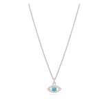 Fio com pendente em prata 925 com zircónia azul