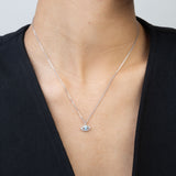 Fio com pendente em prata 925 com zircónia azul