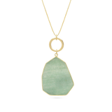 Fio com pendente, Banhado a Ouro, Amazonita de cultivo