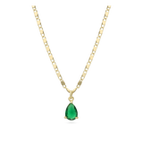 Fio com pendente banhado a ouro com vidro cristal verde