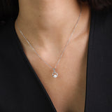 Fio com pendente em prata 925 com zircónias e pérola