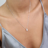 Fio com pendente em prata 925 com zircónia e pérola