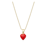 Fio banhado a ouro com pendente coração vermelho