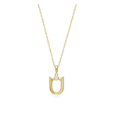 Fio com pendente banhado a ouro com zircónia