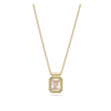 Colar banhado a ouro com pendente rectangular com zircónia