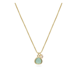 Fio com pendente banhado a ouro com pérola e cristais verdes