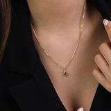 Fio com pendente, Banhado a Ouro, Vidro cristal