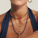 Fio com pendente losango banhado a ouro com zircónia