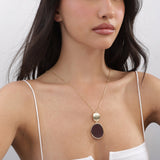Fio com pendente banhado a ouro com pedra ockiite