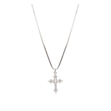 Fio com pendente cruz em prata 925 com zircónias