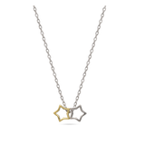 Fio com pendente estrela em prata com banho de ródio e banho de ouro