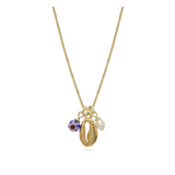 Fio com pendente concha banhado a ouro com pérola e vidro Murano