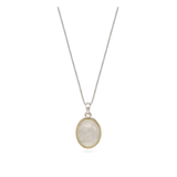 Fio com pendente em prata e ouro 9K com pedra da lua