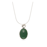 Fio com pendente em prata com aventurina verde