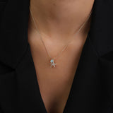 Fio com pendente estrela-do-mar banhado a ouro com zircónia e cristal turquesa
