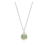 Fio com pendente em prata e ouro 9K com calcedónia verde