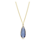 Fio com pendente banhado a ouro com vidro cristal azul