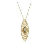 Fio com pendente, Banhado a Ouro, Vidro cristal