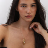 Fio com pendente banhado a ouro com vidro cristal