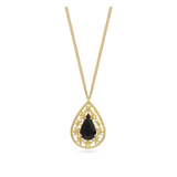 Fio com pendente, Banhado a Ouro, Vidro cristal