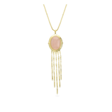Fio com pendente vintage banhado a ouro com quartzo rosa