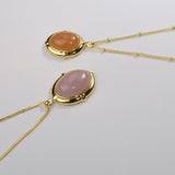 Colar com pendente vintage banhado a ouro com aventurina laranja