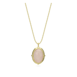 Fio com pendente vintage banhado a ouro com quartzo rosa
