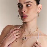 Colar com pendente oval banhado a ouro com quartzo e zircónia roxos