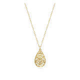 Colar com pendente gota em filigrana banhado a ouro