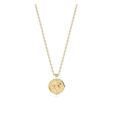Colar com pendente medalha banhado a ouro com zircónia