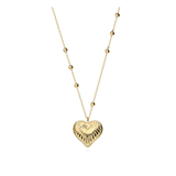 Colar com pendente coração texturado banhado a ouro