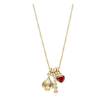 Colar de charms banhado a ouro com zircónia e granada