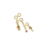 Colar de amuletos banhado a ouro com zircónia e granada
