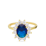 Anel delicado banhado a ouro com zircónia azul