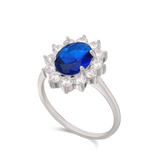 Anel em prata 925 com zircónia azul