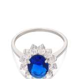Anel em prata 925 com zircónia azul