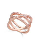 Anel grande banhado a ouro rosa com zircónia de cultivo