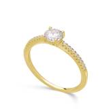 Anel banhado a ouro com zircónia