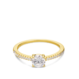 Anel banhado a ouro com zircónia