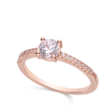 Anel delicado banhado a ouro rosa com zircónias